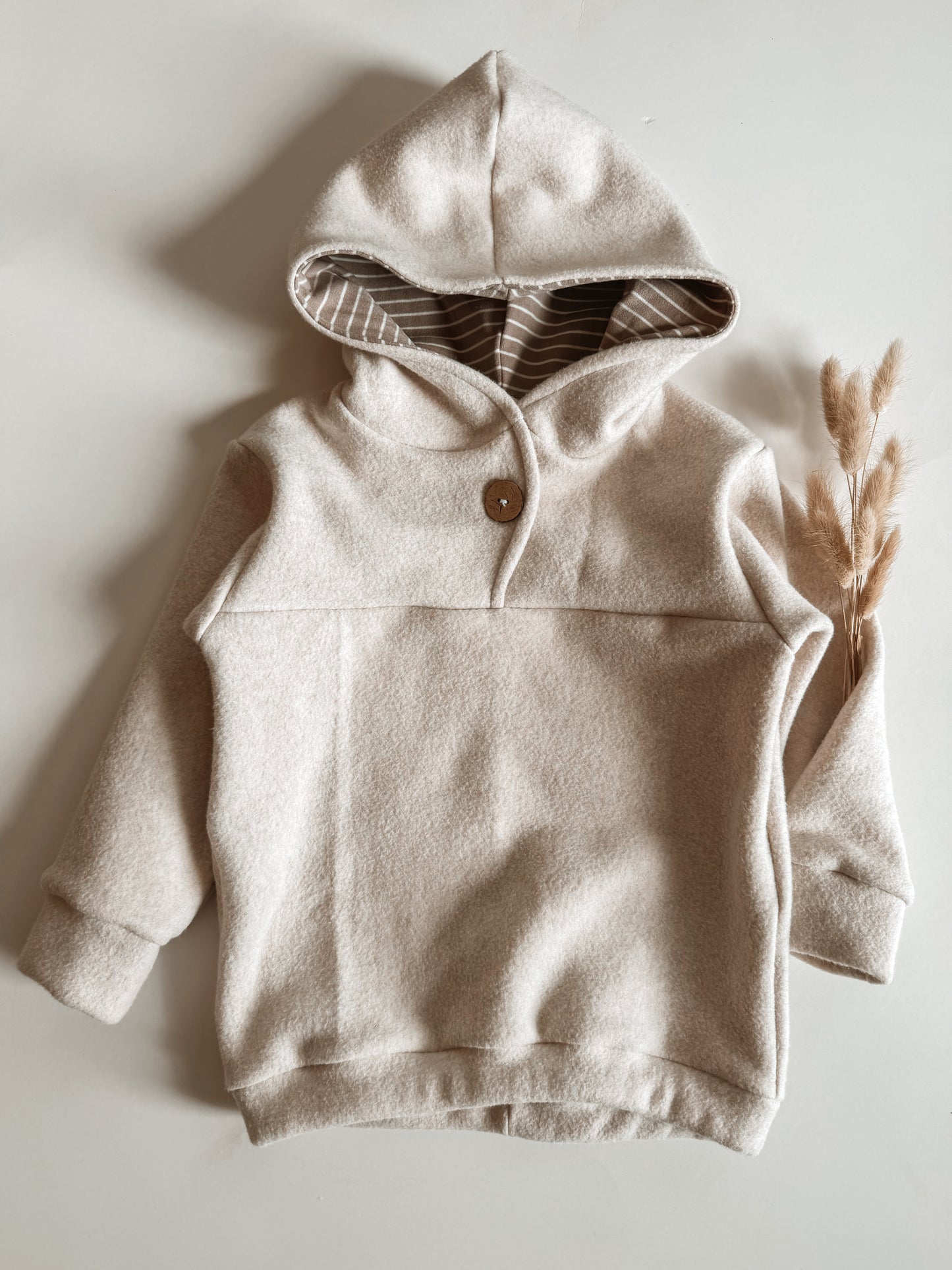Outdoor Hoodie Bio Baumwollfleece Macadamia