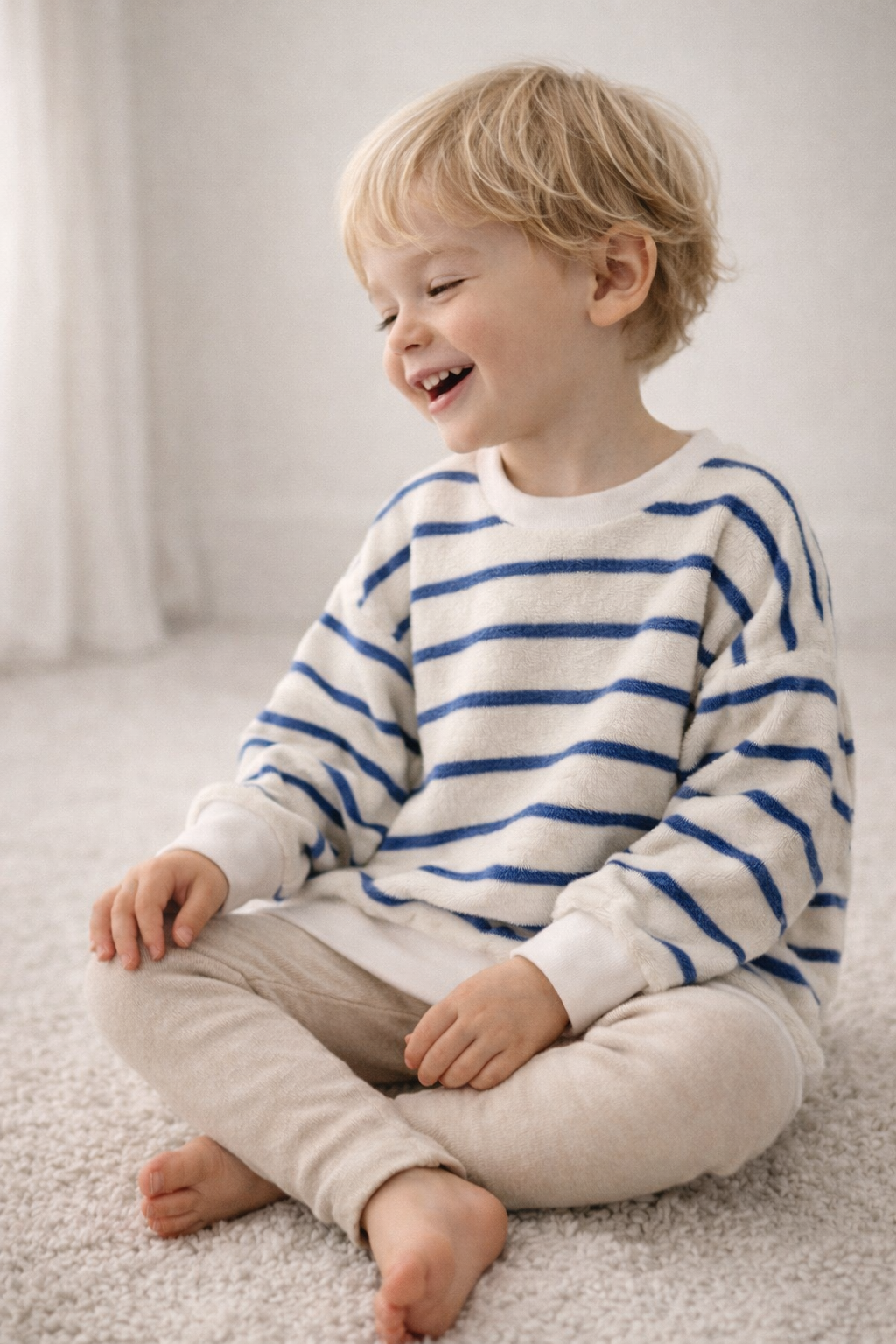 Frottee Sweater blue Stripes