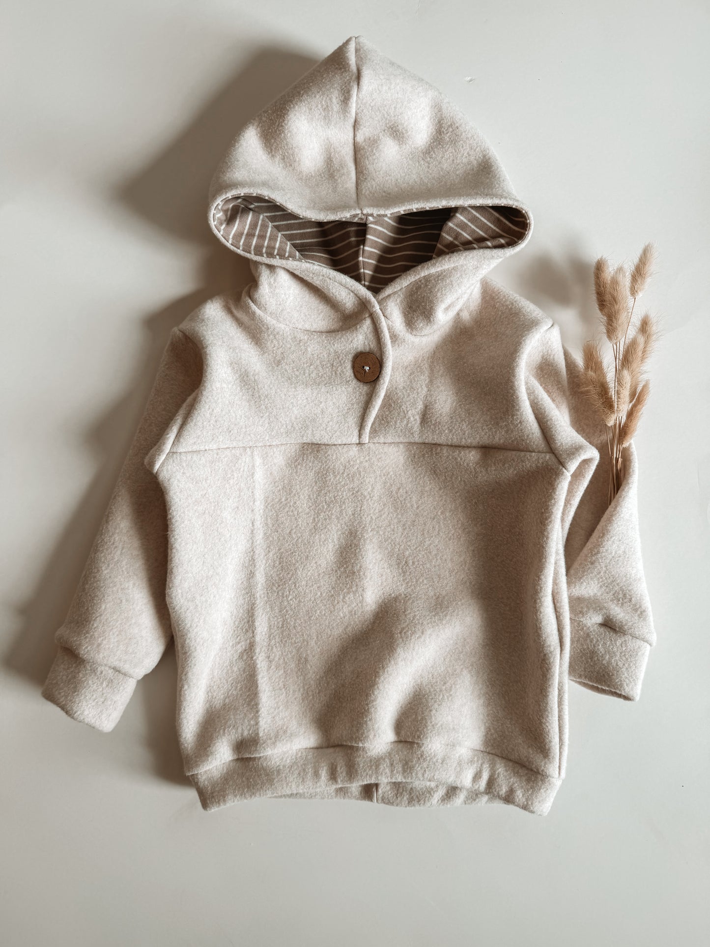 Outdoor Hoodie Bio Baumwollfleece Macadamia