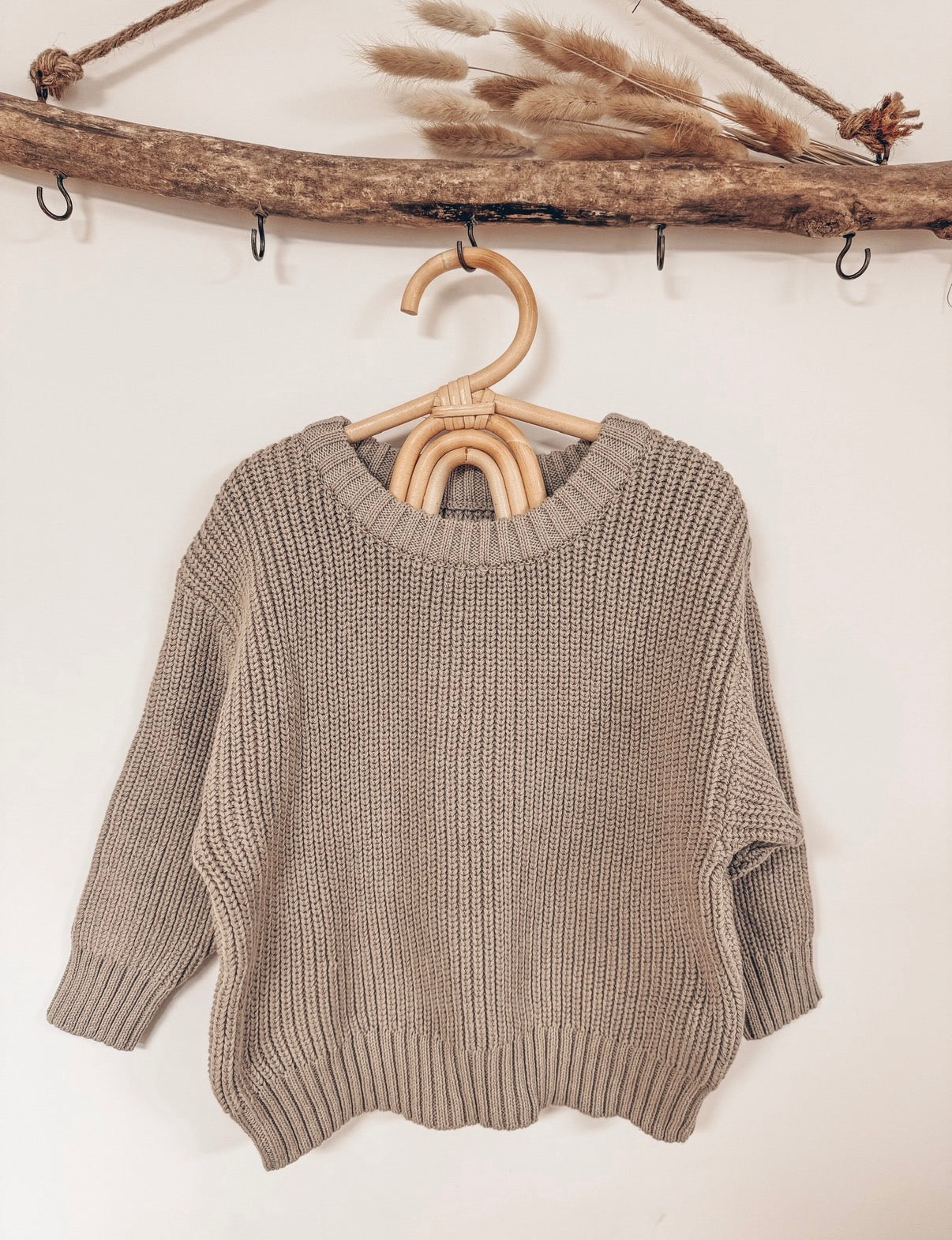 Baumwollstrick Sweater Taupe