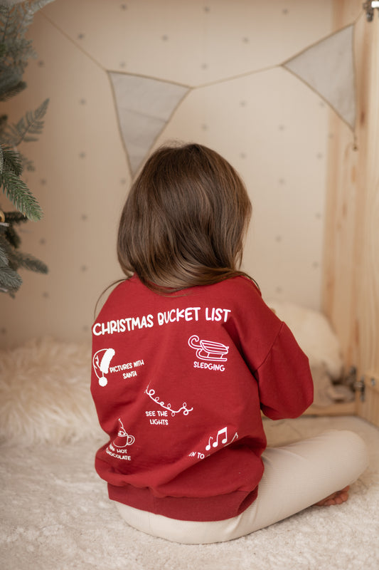 Christmas Bucket List Sweater Burgundy