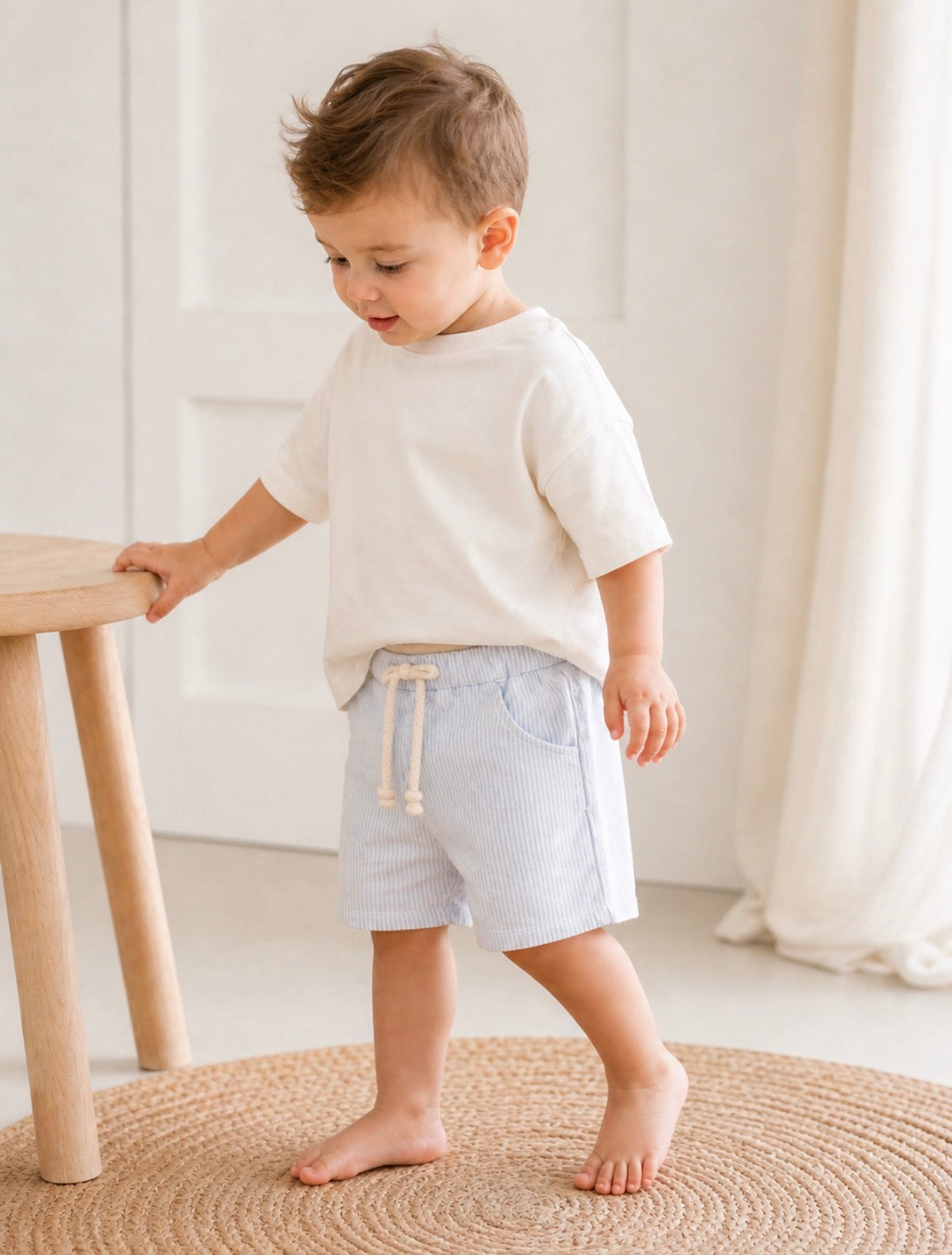Leinenshorts lightblue Stripes