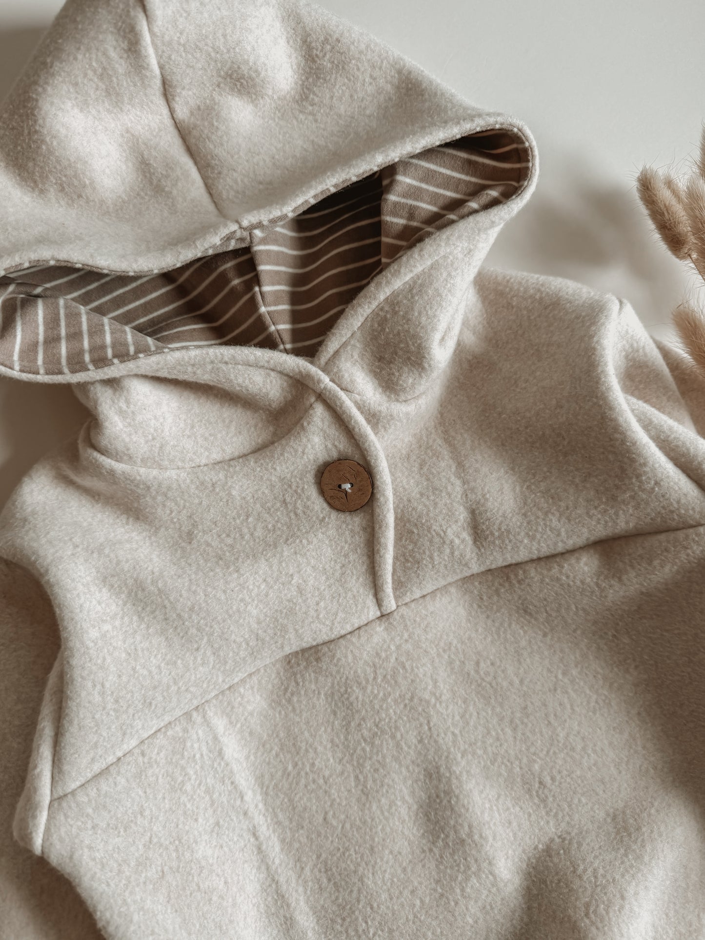 Outdoor Hoodie Bio Baumwollfleece Macadamia